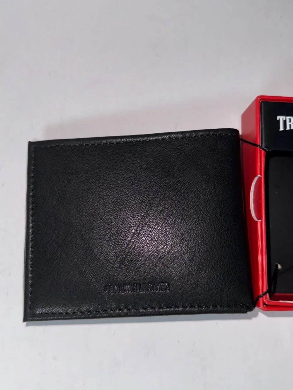 TRUE RELIGION Black Leather Bifold Wallet Logo Boxed RFID Gift for Men NWT